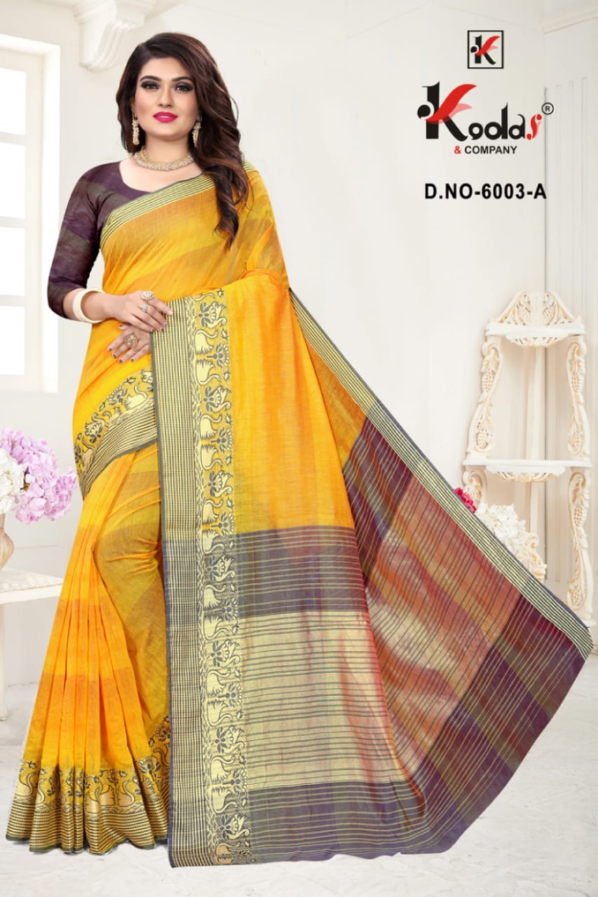 Vatika  6003 Latest Fancy Cotton Casual Wear Designer Saree Collection